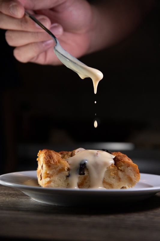 Brioche Bread Pudding with Umeboshi Plum Icing