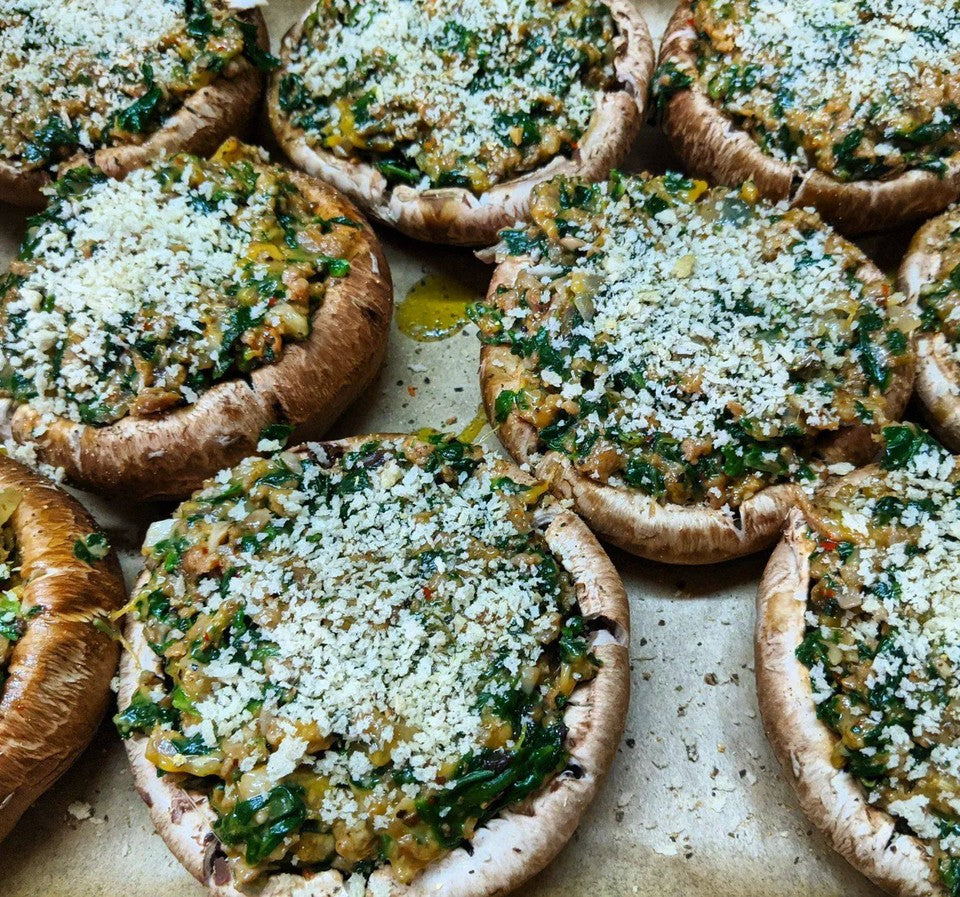 Portobello Mushrooms Stuffed with Smoked Artichoke Risotto